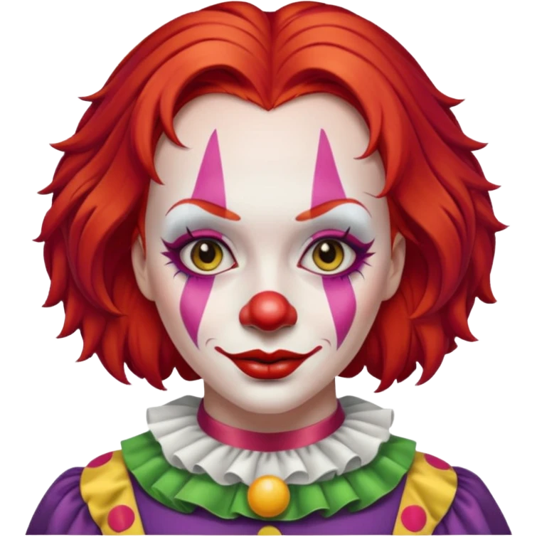 red long hair female clown emoji