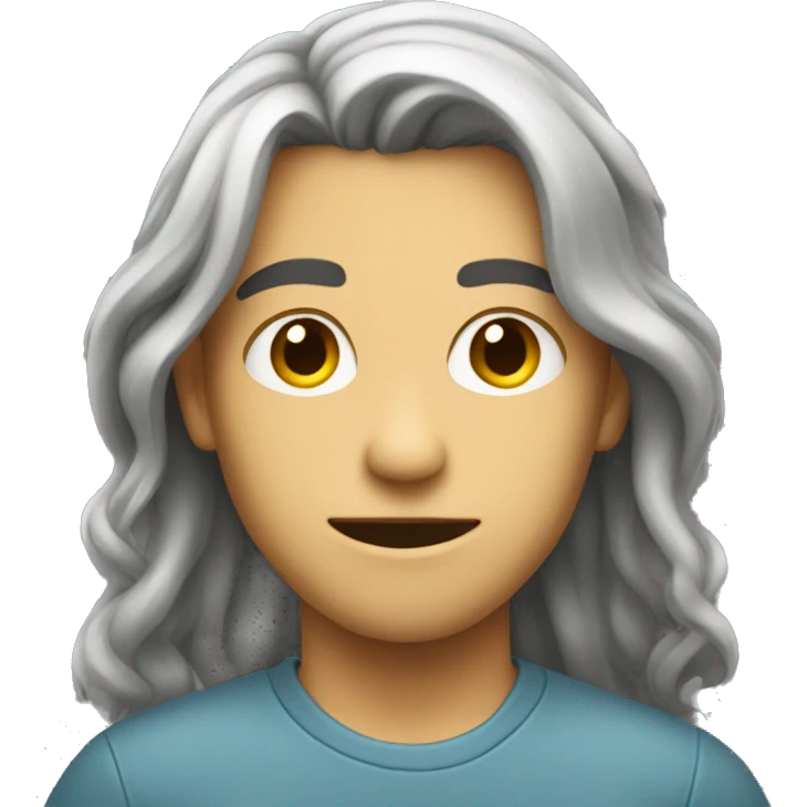 Developer teenager with long hair and  emoji