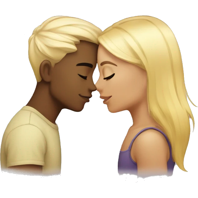 Gay kiss blonde and raven hair emoji