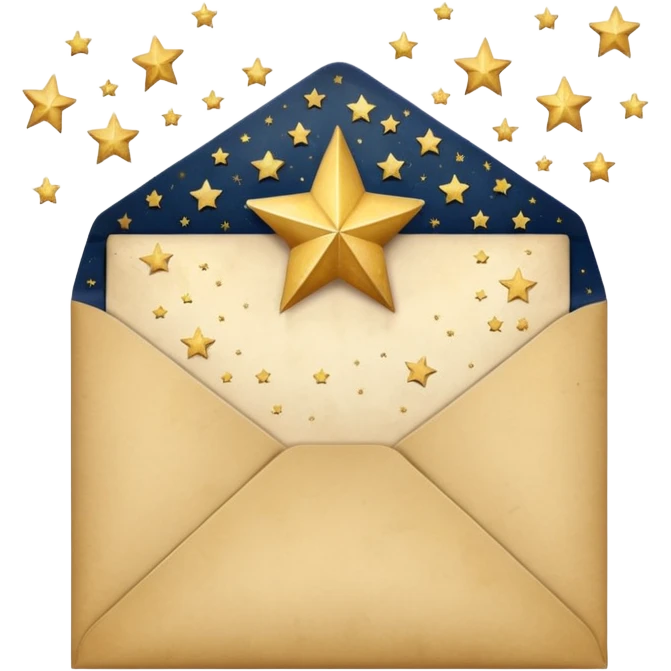 a beautiful old vintage  starry envelope white background emoji