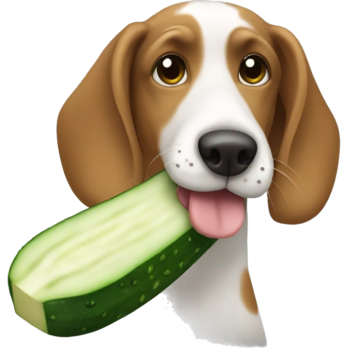 Dog eating cucumber emoji