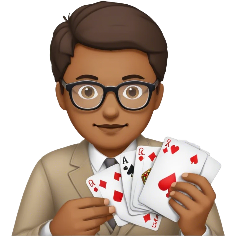 Guy with glasses playing cards emoji