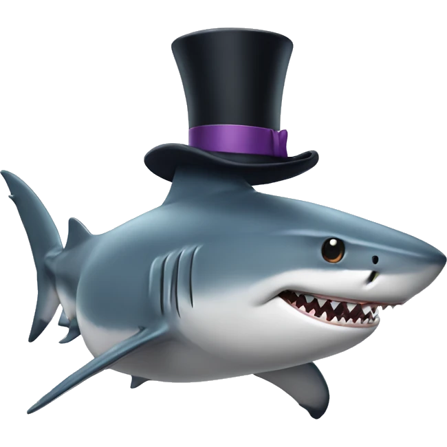 Shark with a top hat emoji