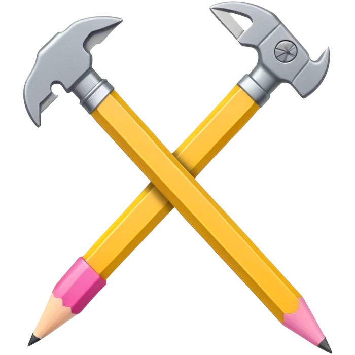 A flat-style illustration of a pencil crossed with a wrench, forming an "X" shape. The pencil is yellow with a pink eraser, and the wrench is metallic gray. Clean, simple, modern design, cartoon style, white background, iOS emoji aesthetic. emoji