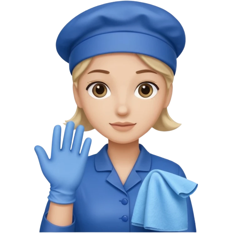 Cleaner + blue gloves + rag, Cafe staff. emoji
