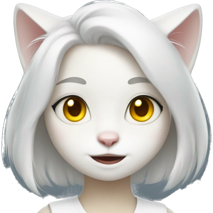 White cat girl with yellow eyes  emoji