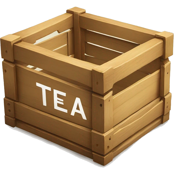 Wooden Crate that says "TEA" with big letters on it emoji