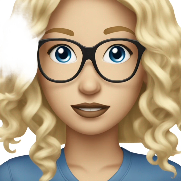 Blonde balayage hair white women blue eyes and small glasses cell phone  emoji