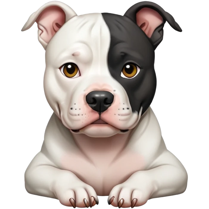 american pit-bull terrier white face black ears  emoji