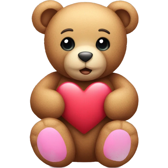 Teddy bear with pink and red hearts around emoji