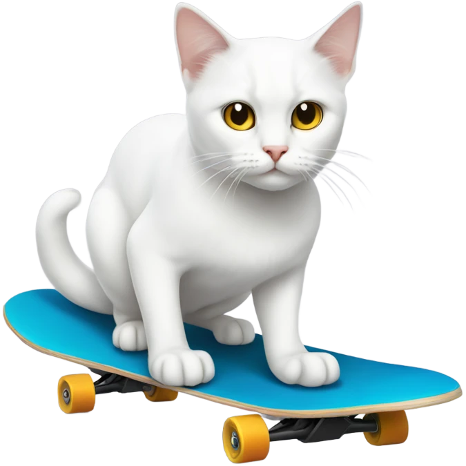 white cat on a skateboard emoji