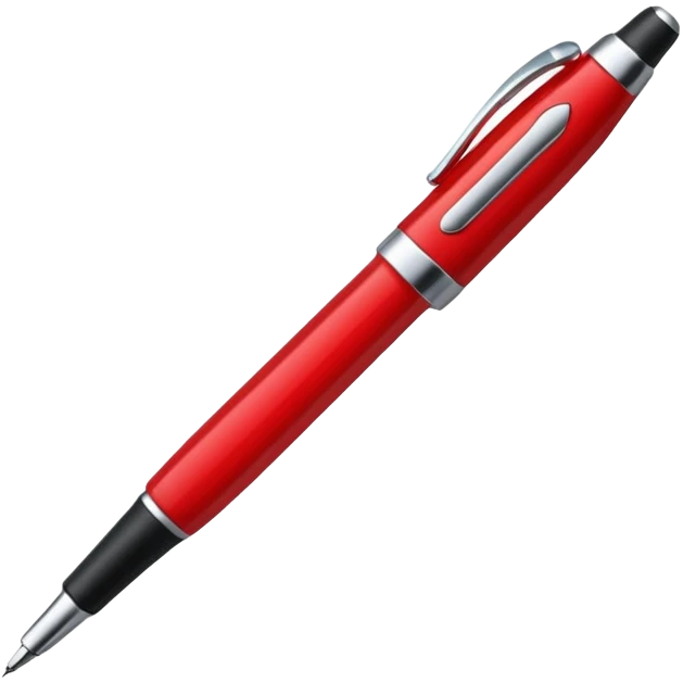 A pen emoji, with a red ink color, classic look. emoji
