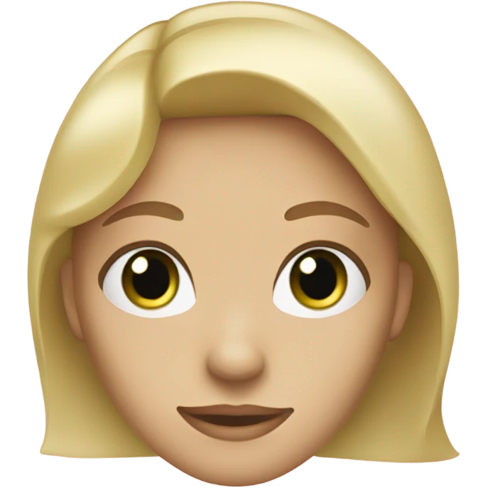 Caucasian blonde woman with bright green eyes and a small mole on her chin emoji