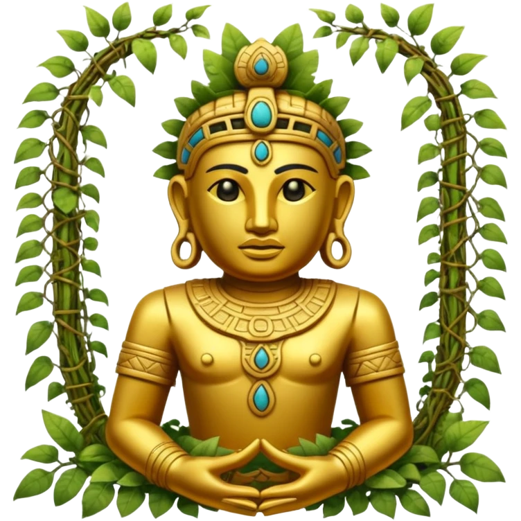 Golden ruined mayan Statue in Jungle emoji