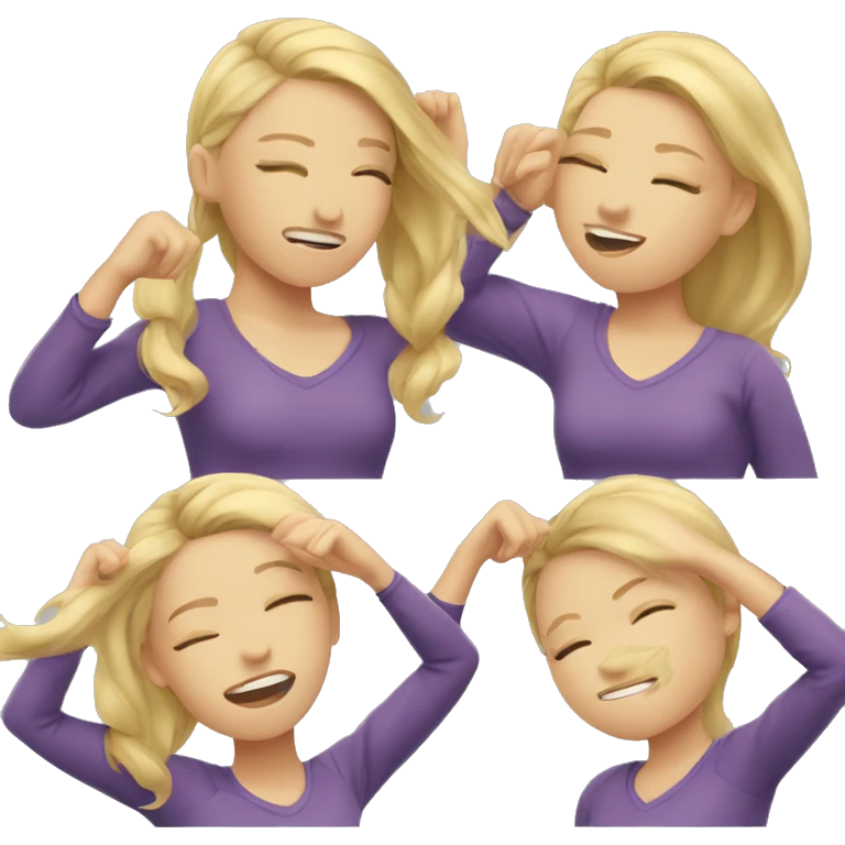 a girl with light skin and blonde hair dabbing emoji