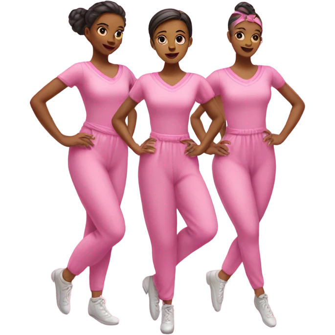 5 dancers in pink jumpsuits emoji