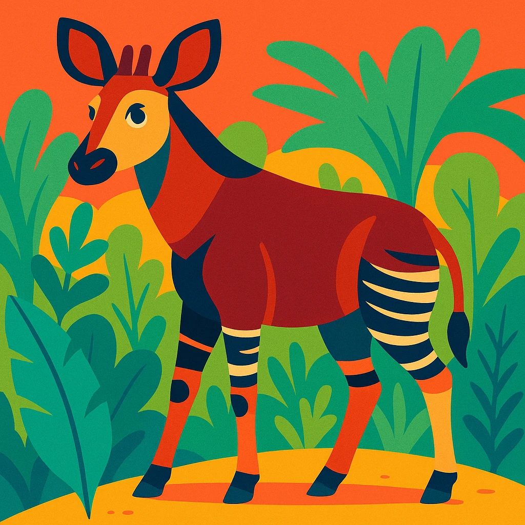 okapi, exotic African animal, vibrant toon style emoji