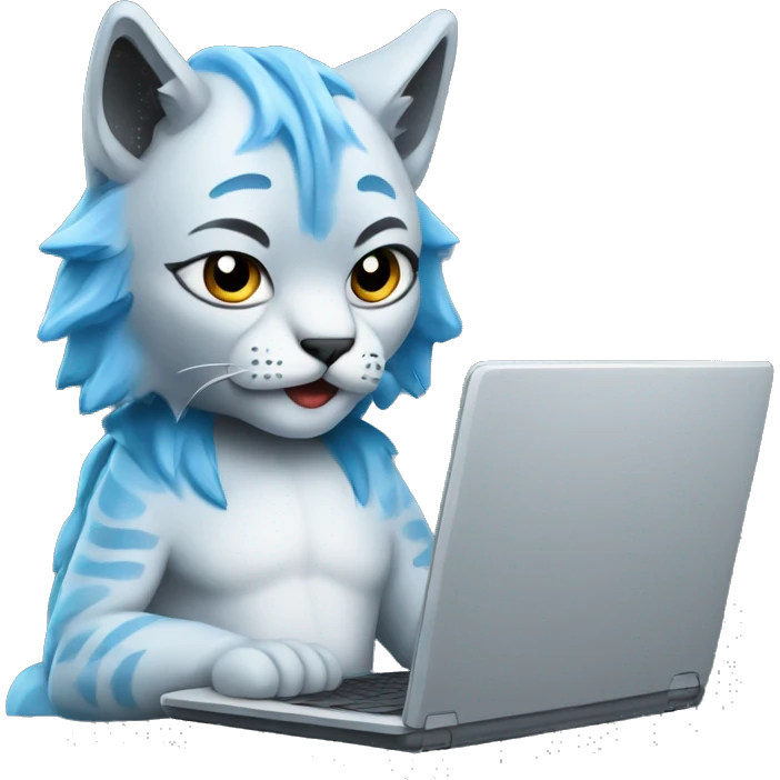 A blue lynx with a laptop emoji