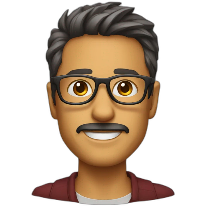 a programmer with eyeglass like tony stark's glasses and tanned skin emoji