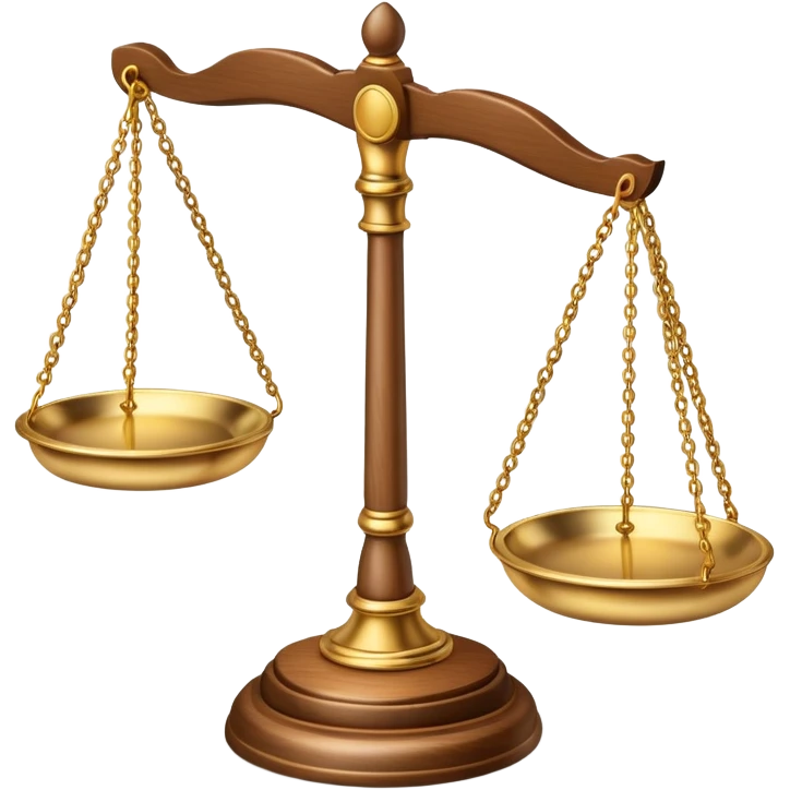Scales of justice balanced with gavel emoji