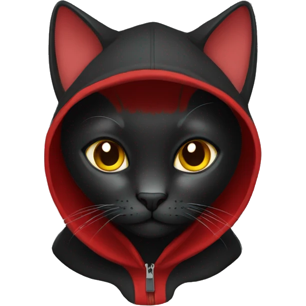 Black cat in a red hoodie emoji