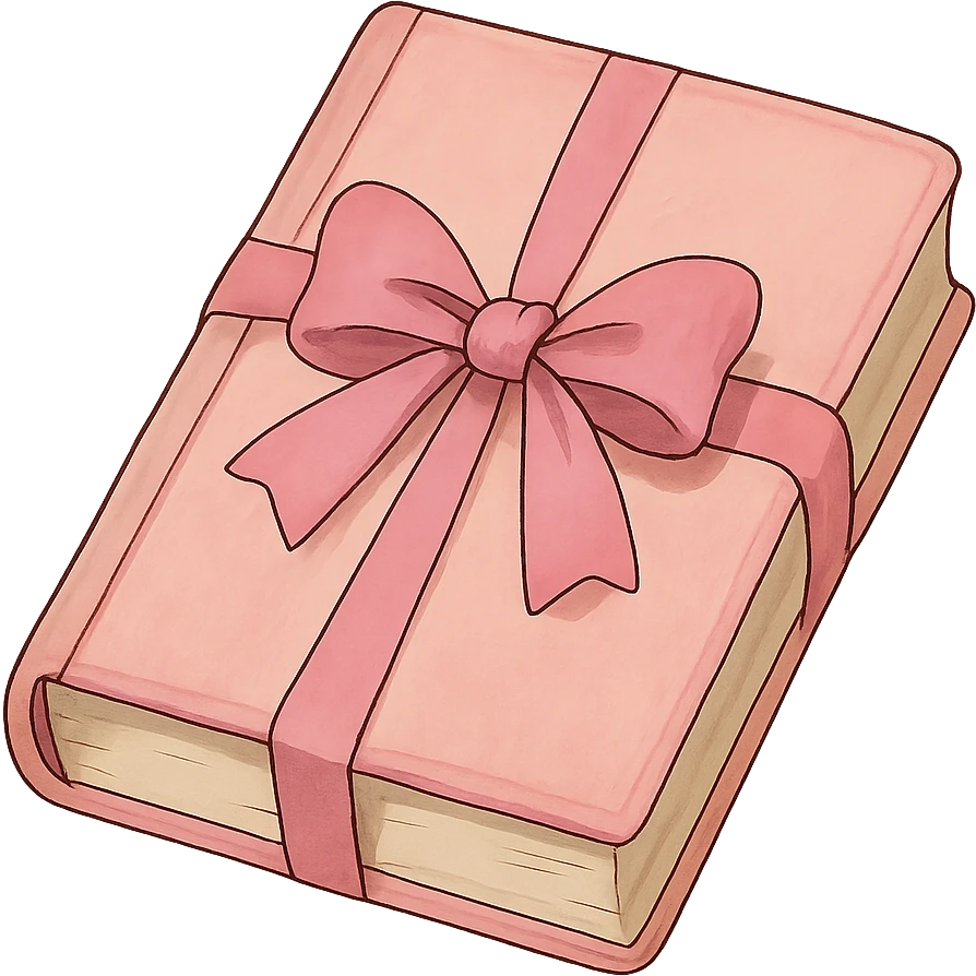 ghibli style light pink book with a pink bow emoji