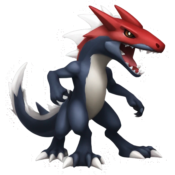 Black Cool Edgy Anthro Nargacuga-Sharpedo-Sergal-Garchomp-Fakémon  with White and Red Edgy markings emoji