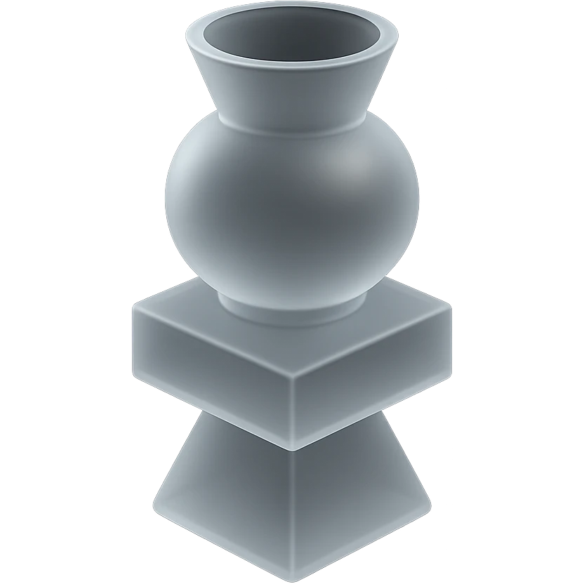 vase with geometric shapes, subtle reflections, minimalistic design, matte glass style emoji
