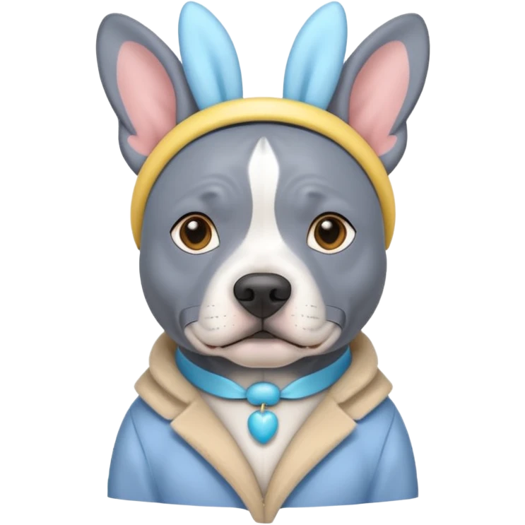 Blue English staffy wearing Easter ears emoji