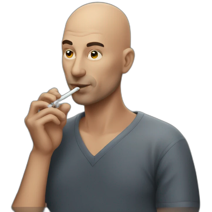 bald guy smokes a hookah  emoji