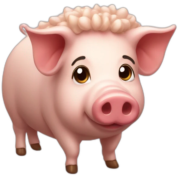 cochon avec cheveux long emoji
