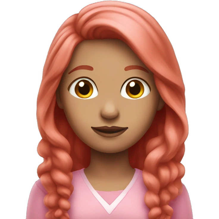 A red-haired girl with long hair in pink clothes emoji