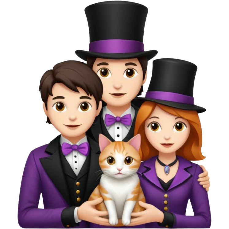 magician couple and their pet cat emoji