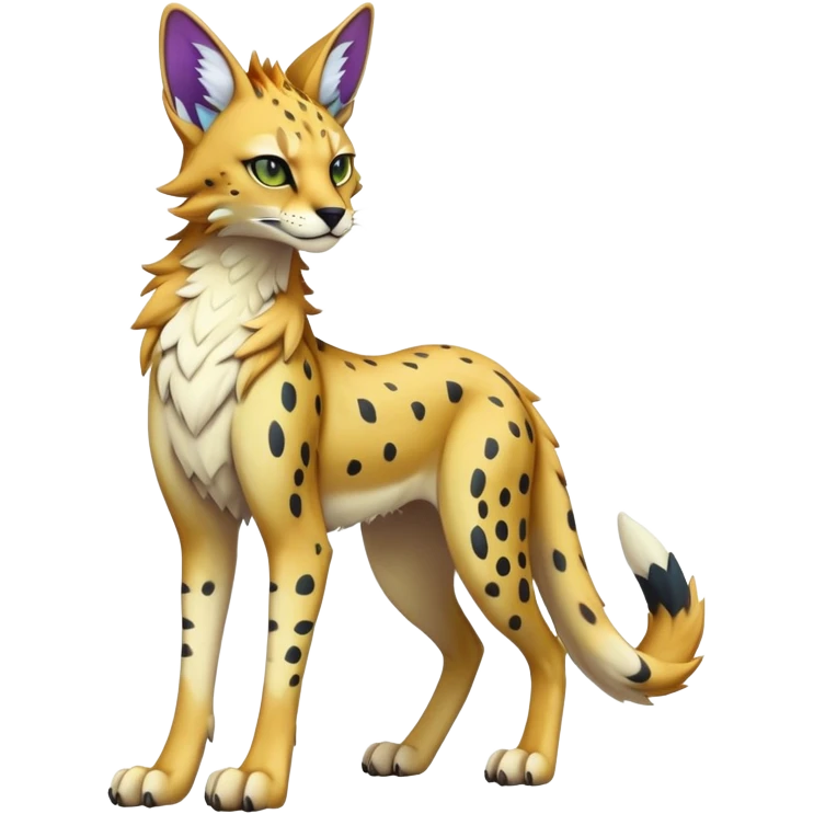 Epic Edgy Colorful ethereal eldritch Sergal-Serval-Fionbri full body emoji