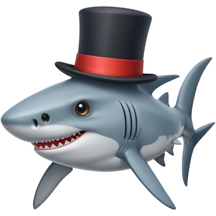 Shark with a top hat emoji