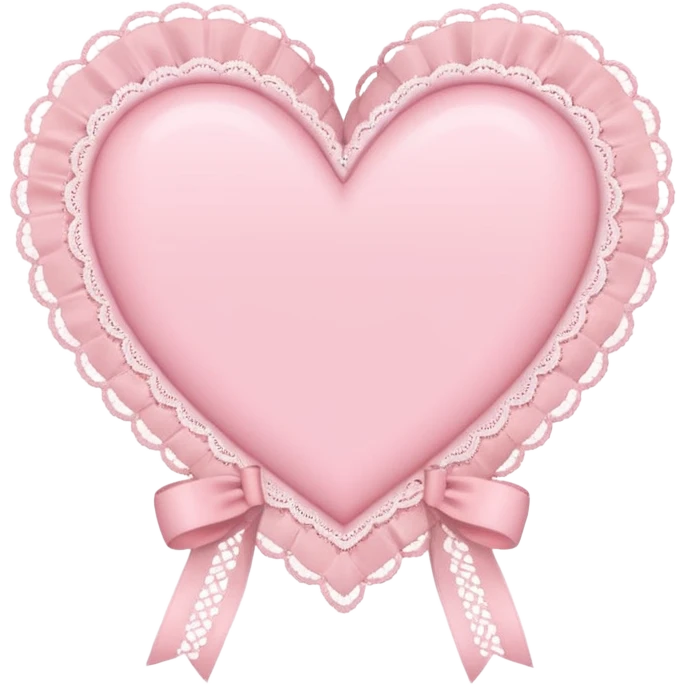 cute baby pink colored heart with lace trimming and with a lace ribbon in the front, on the top left, tilted a bit emoji