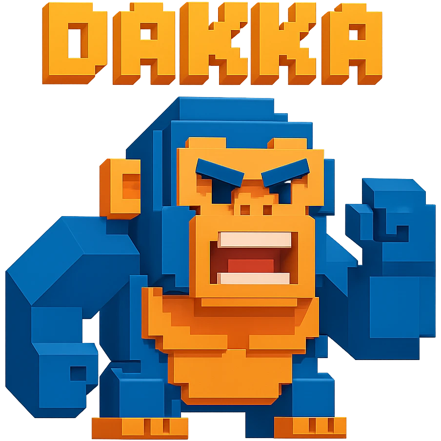 an angry gorilla with the name tag DAKKA above it emoji
