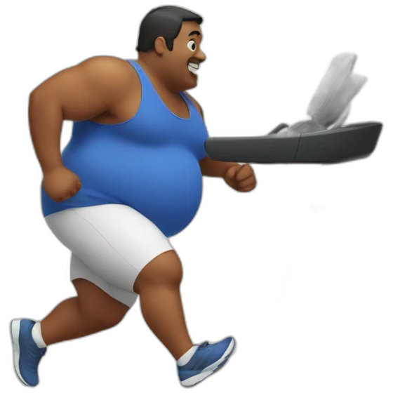 Fat man running on a treadmill emoji