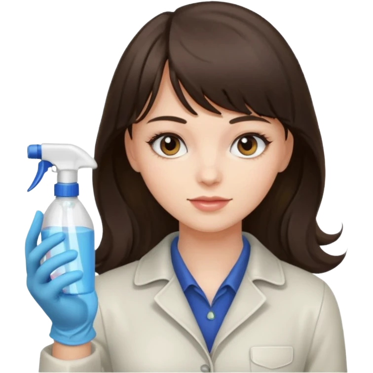 girl brunette with bangs long hair cleaning emoji