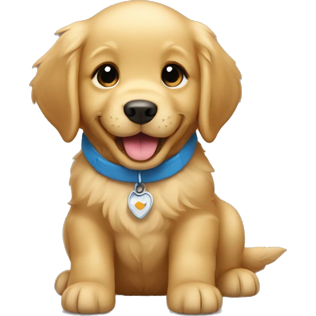 Golden retriever puppy smiling emoji