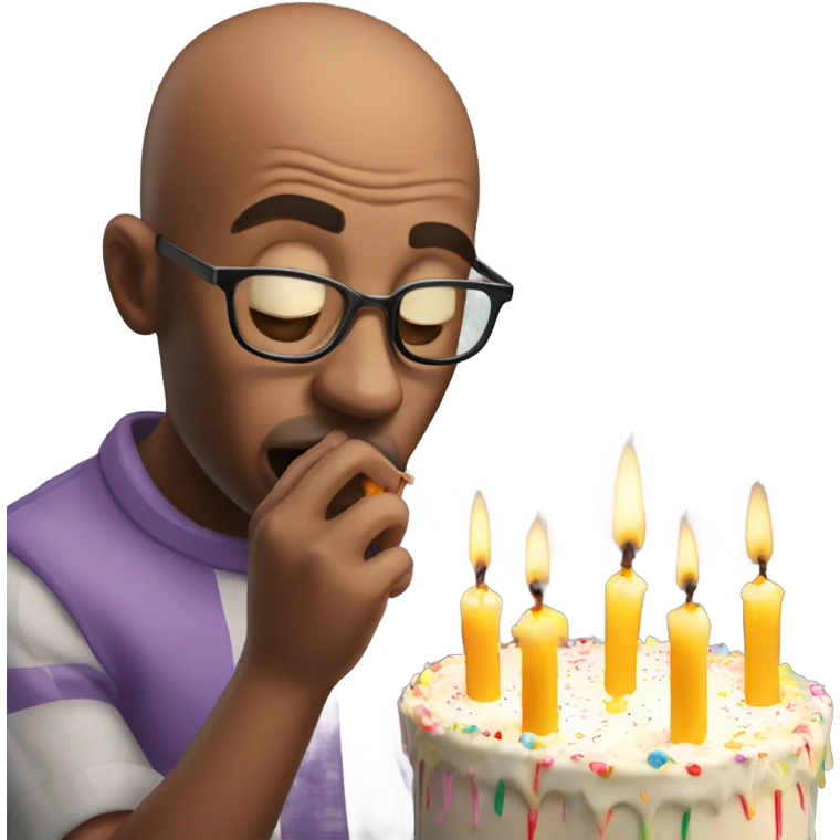 Bald man blowing out birthday candle  emoji
