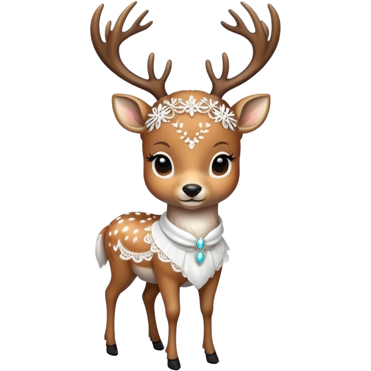 Deer with pretty laced white clothing  emoji