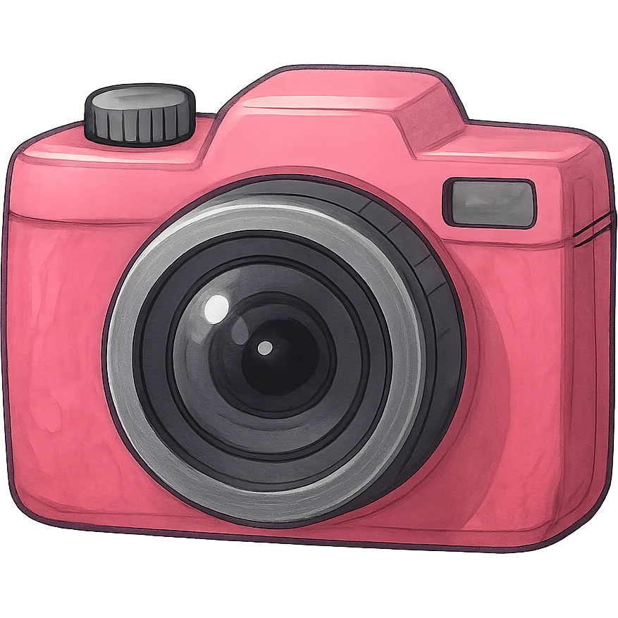 pink camera, digital illustration emoji
