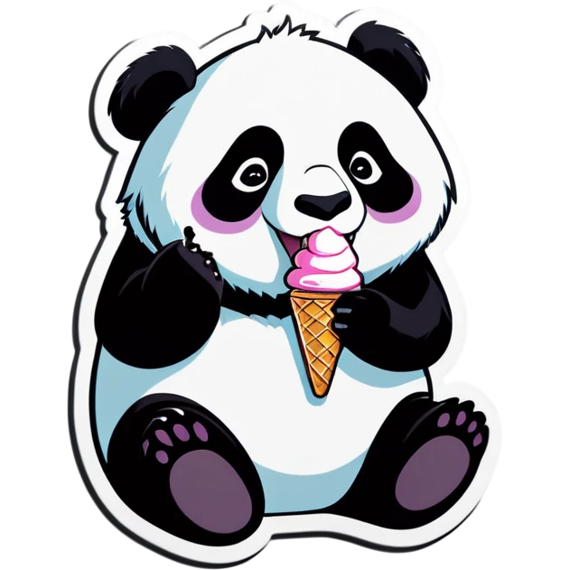 Panda eating ice cream emoji