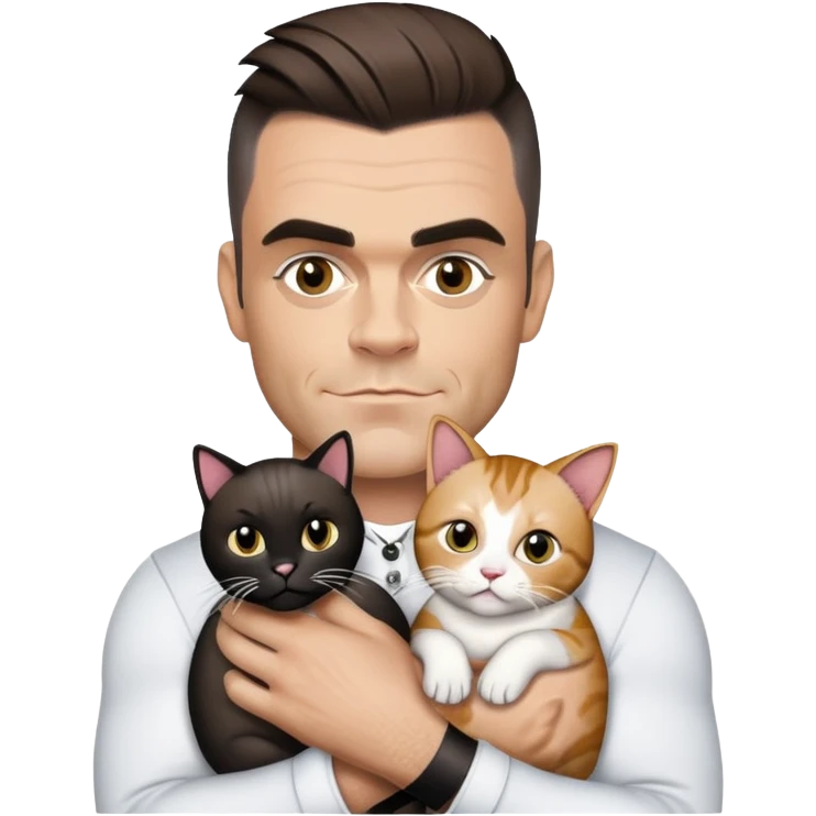 Robbie Williams holding a cat  emoji