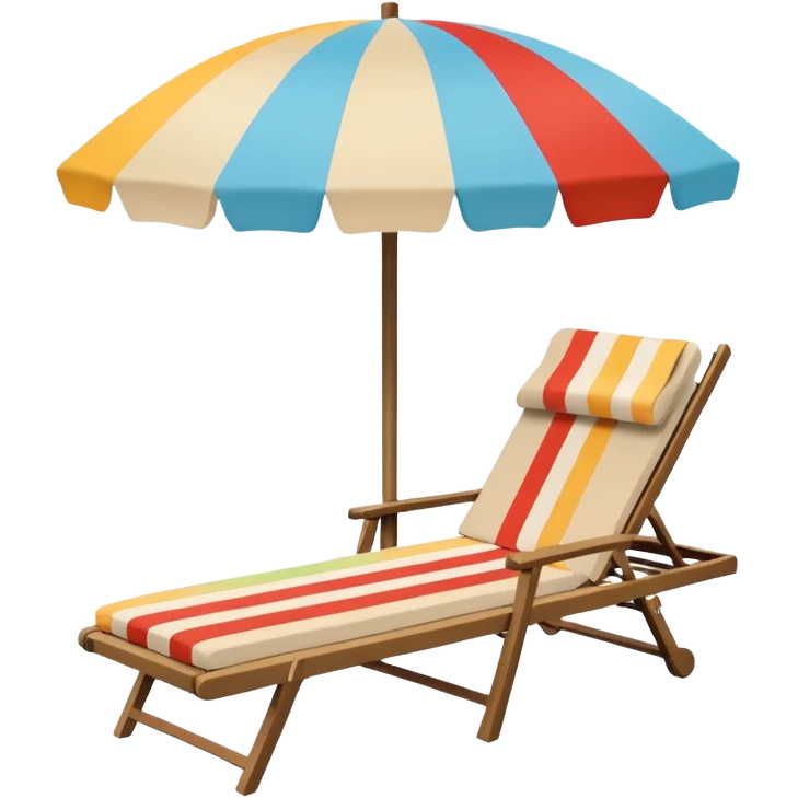 beige coconut color sun lounger with beach umbrella emoji