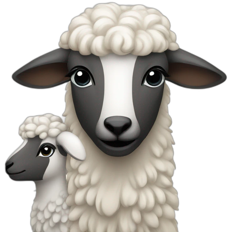 ewe and lamb with long hair emoji