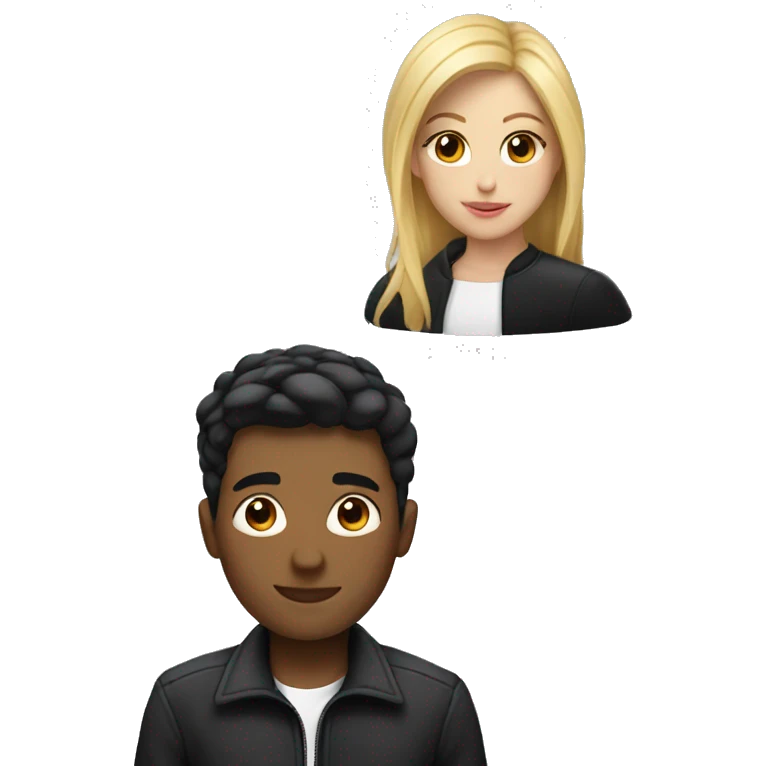 Blond girl with black jacket with a man with black short hair  emoji
