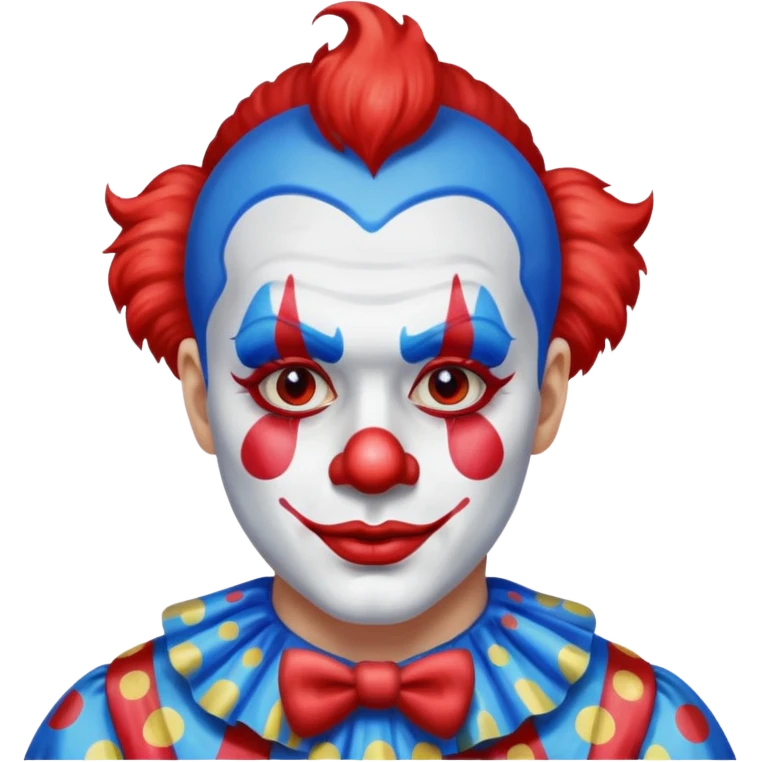 glitter red and blue clown emoji