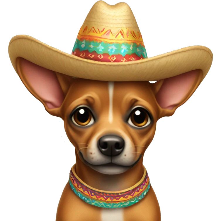 a miniature pincher wearing a sombrero emoji